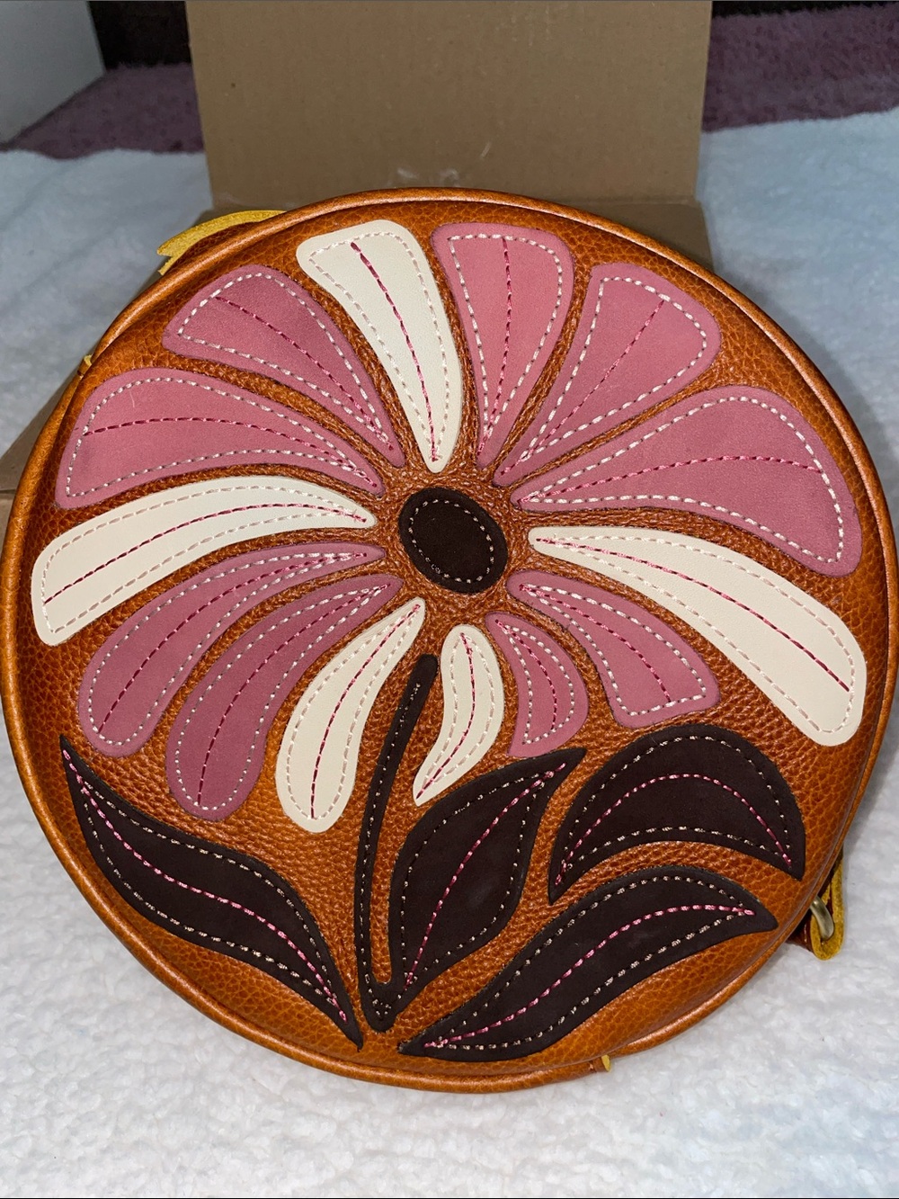 Portland Leather Large Wildflower Sienna Circle Crossbody